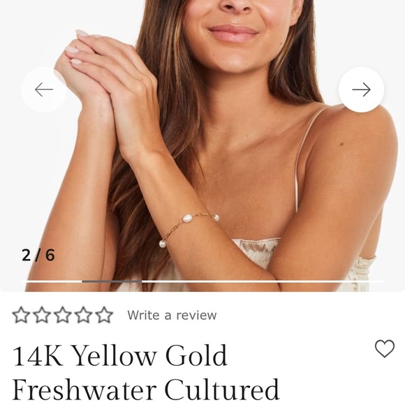 14k Yellow Gold Freshwater Cultured Pearl Station Paperclip Bracelet - Picture 5 of 10